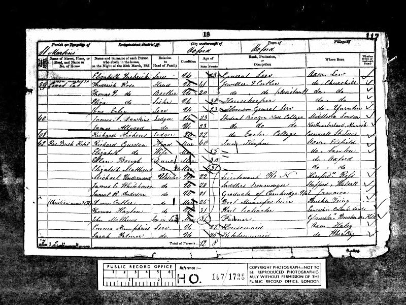 Gurden (Elizabeth Crews nee Smith) 1851 Census